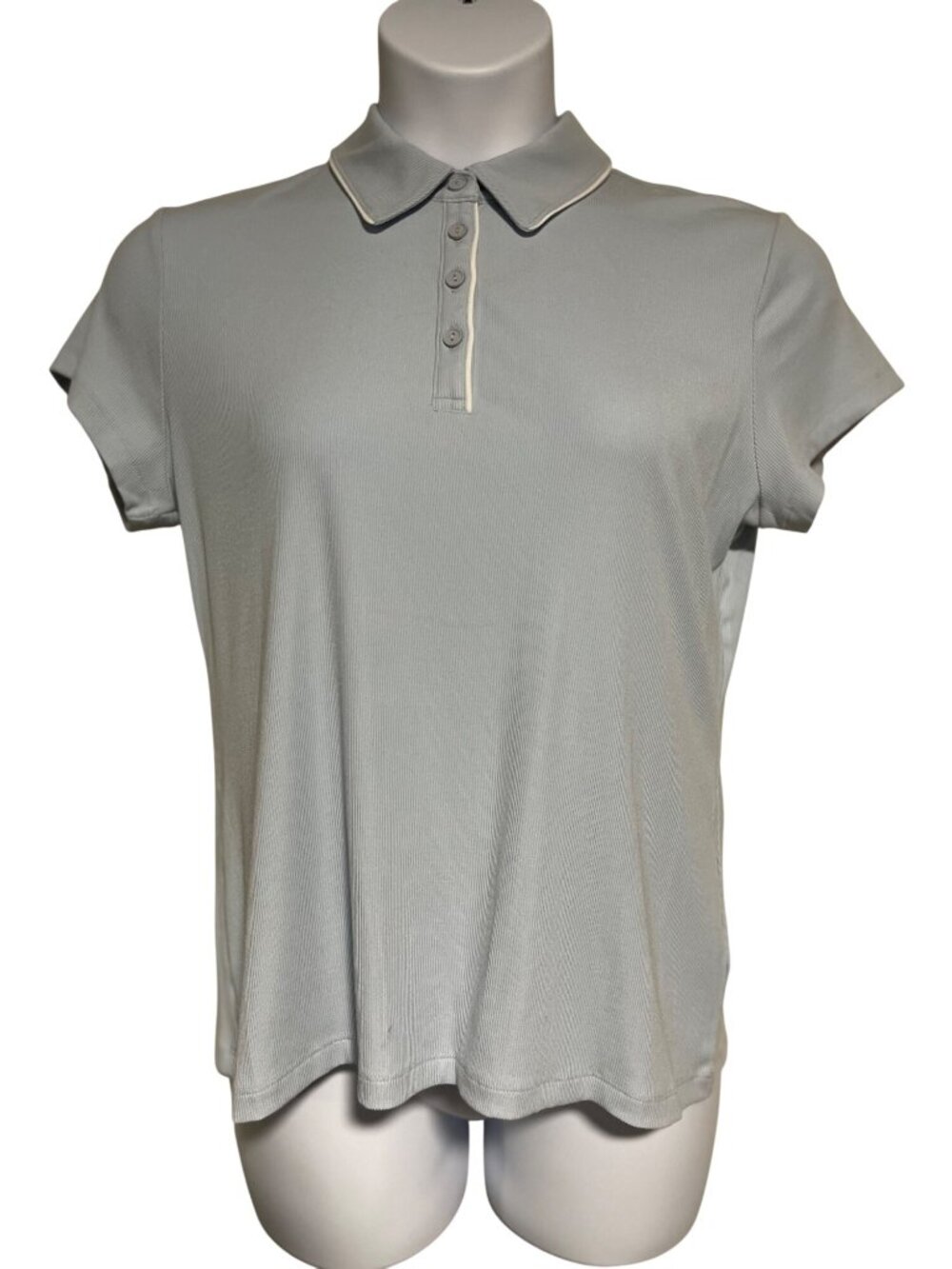 Calia Golf Womens Ribbed Short Sleeve Polo Light Blue XXL 4-Way Stretch Comfort